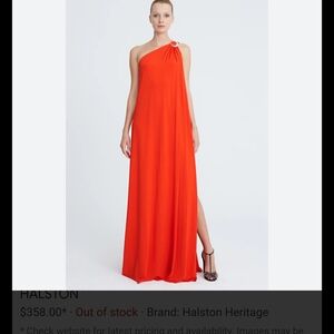 Halston Heritage Vibrant Orange One-Shoulder Gown